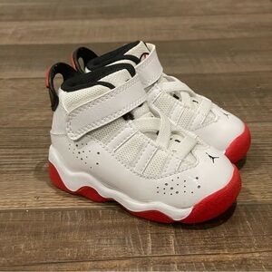 Jordan 6 Rings White Red Basketball Sneakers Shoes 323420-160 Toddler Sz 4C EUC